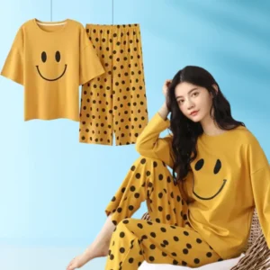 Mustard Smile Printed Night Suit PJ Set
