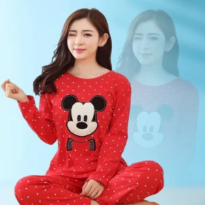 Red Mickey Mouse Woman Pajama Set