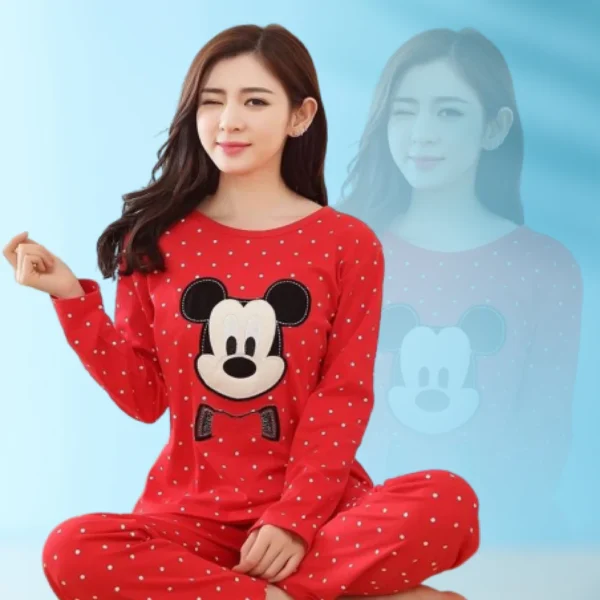 Red Mickey Mouse Woman Pajama Set