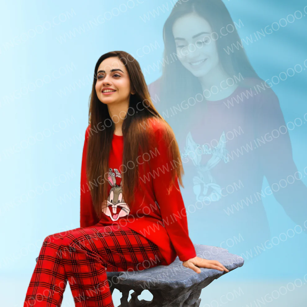 Red Bunny Woman Pajama Set