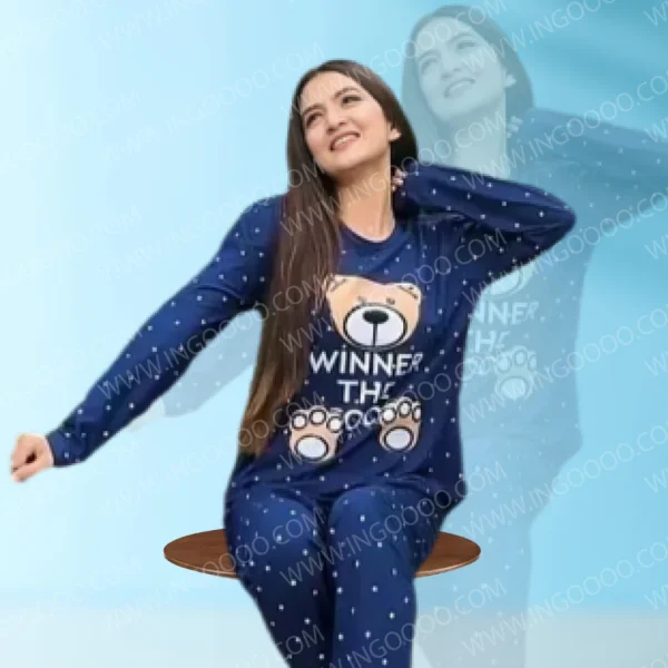 Winnie The Pooh Blue Printed Night Suit PJ Set