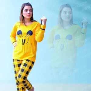 Mustard Contrast Check Woman Pajama Set