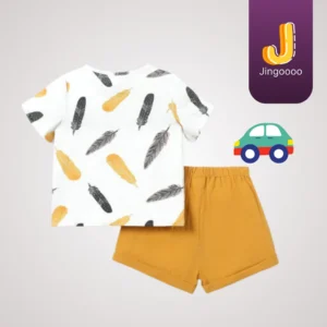 White Feather Short Set Kids Fashion
