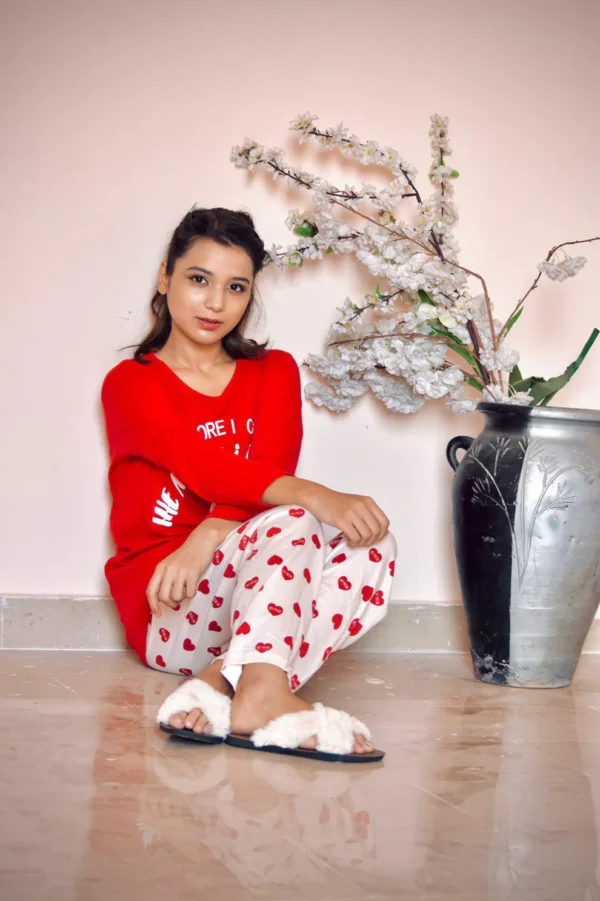 RED THE MORE I GROW HEARTS WOMAN PAJAMA SET
