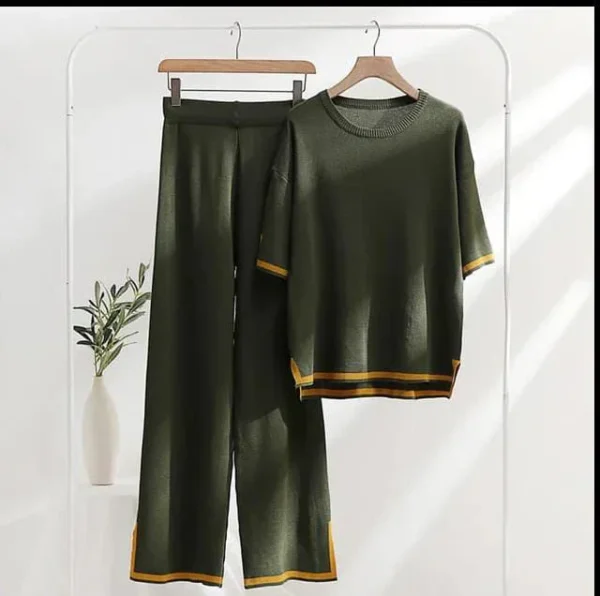 Lounge wear 2 pieces set short sleeve long pant pajama for women matching outfit casual loose home suit wear