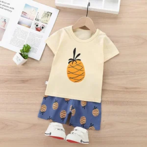 Yellow Pineapple Print Kids short wear