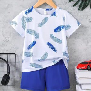 Sz 11 - Blue White Fetcher Print Print Short Set