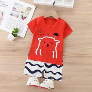 Red & White It's Raining Print Kids short wear