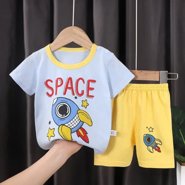 Sky Blue Rocket Printed Kids Short Wear