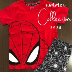 Spider man Printed Half Sleeves Round Neck T shirt With Printed Shorts