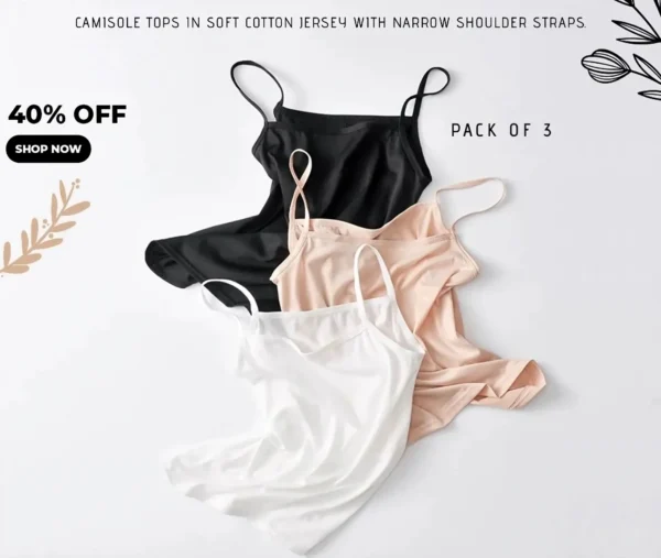 Camisole Pack of 3 – Stylish & Comfortable Tank Tops 👚✨
