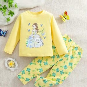 Yellow Angel Printed Girls Kidswear