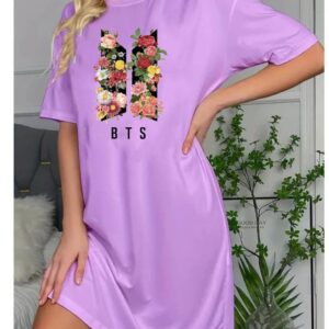 Printed Purple lon shirts for women