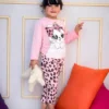 White cat Printed pink kid full sleeve set - Image 2