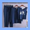 Long Sleeve Women Night Suit PJ Set 3 Pieces - Image 3