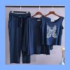 Long Sleeve Women Night Suit PJ Set 3 Pieces - Image 2
