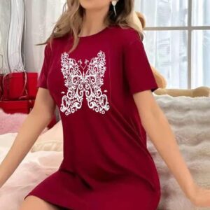 White Butterfly-Printed Long shirt for woman
