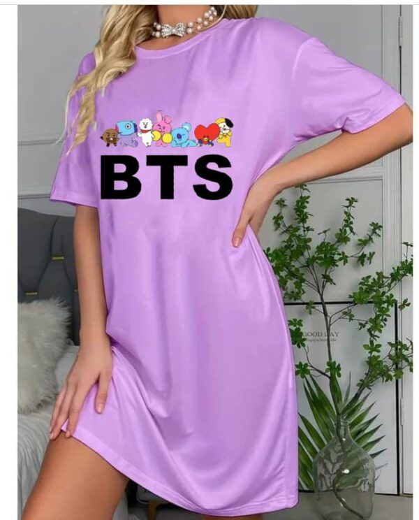BTS-printed long shirt for woman