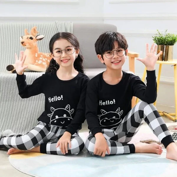 HelloBlackPatternPrintedKidsWear (1)