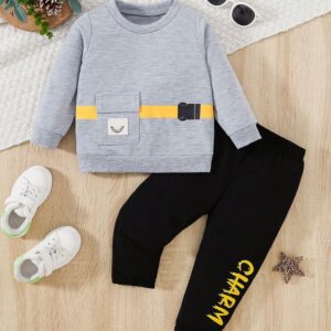 Gray Black Charmy Sweat Suit for kids