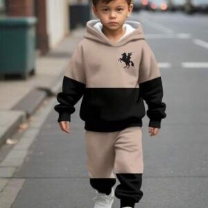 Black-brown panel tracksuit for kids