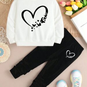 Black Heart-Butterfly Black-White sweat suit