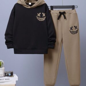 Black-Brown combo kids' tracksuit winter