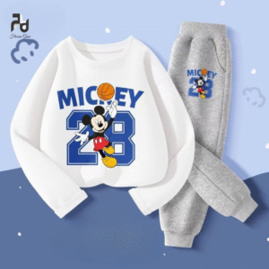 28-mickey white gray sweat suit kids