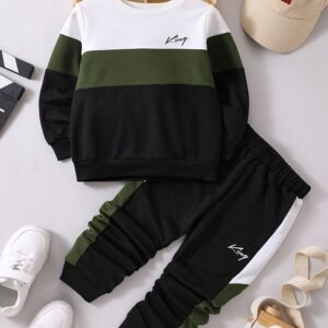 Black-white-green sweat suit kids
